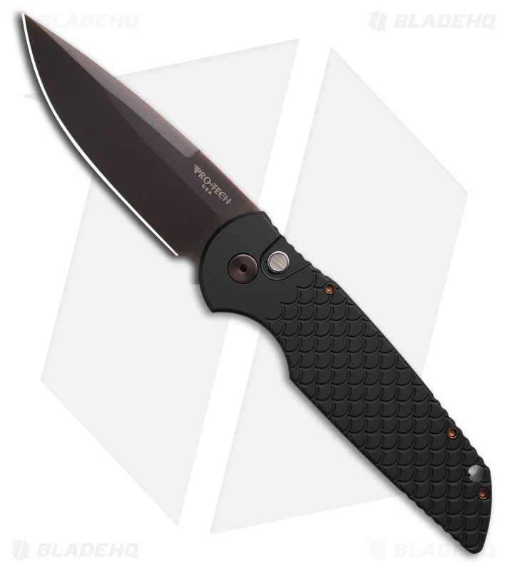 Pro-Tech TR-3 Operator Black Al Automatic Knife Fish Scale (3.5" Two-Tone)