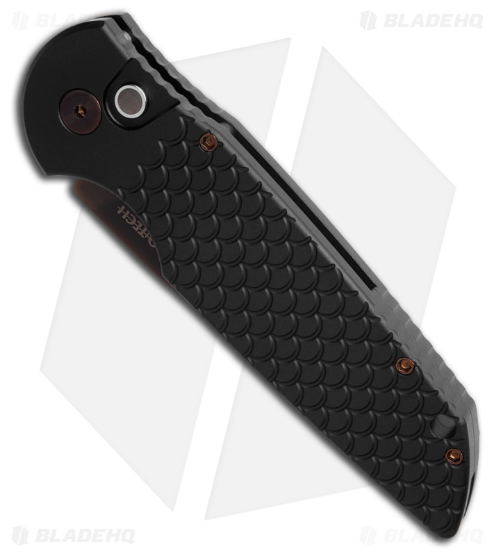 Pro-Tech TR-3 Operator Black Al Automatic Knife Fish Scale (3.5" Two-Tone)