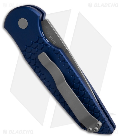 Pro-Tech TR-3 Tactical Response Automatic Knife Blue Fish Scale (3.5" Acid Wash)