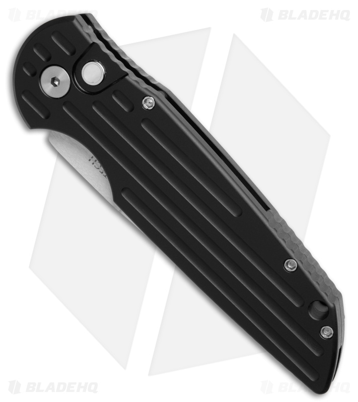 Pro-Tech Tactical Response TR-3 Automatic Knife Grooved Black Al (3.5" Satin)