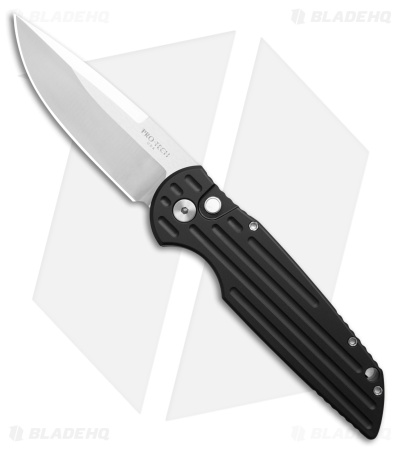 Pro-Tech Tactical Response TR-3 Automatic Knife Grooved Black Al (3.5" Satin)