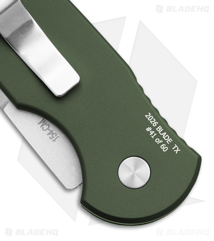 Pro-Tech Tactical Response TR-3 Automatic Knife Grooved Green Al (3.5" Stonewash