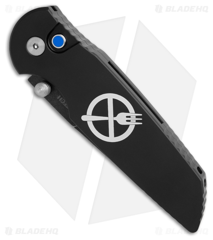 Pro-Tech TR-3 Integrity Zero Forks Button Lock Knife Black Al (3.5" Black SW)