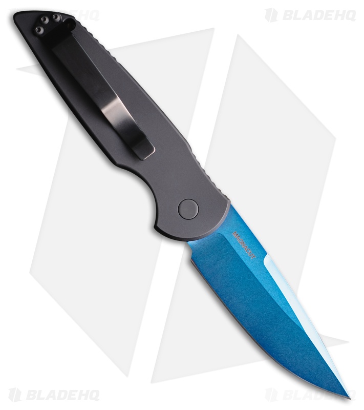 Pro-Tech TR-3 Auto Black Al Drop Point Sapphire Blue
