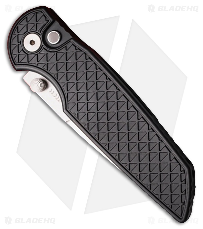 Pro-Tech TR-3 Integrity Button Lock Knife Relic Textured Black Al (3.5" Satin)