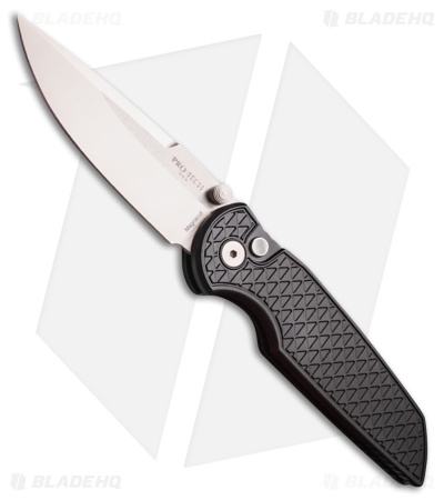 Pro-Tech TR-3 Integrity Button Lock Knife Relic Textured Black Al (3.5" Satin)
