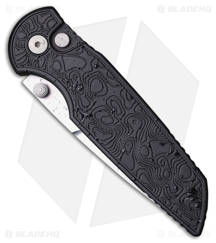 Pro-Tech TR-3 Integrity Button Lock Knife Topo Textured Black Al (3.5" SW)