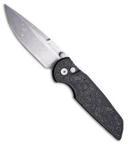 Pro-Tech TR-3 Integrity Button Lock Knife Topo Textured Black Al (3.5" SW)