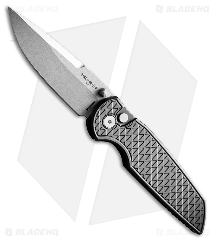 Pro-Tech TR-3 Integrity Button Lock Knife Relic Textured Black Al (3.5" SW)