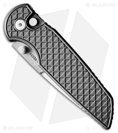 Pro-Tech TR-3 Integrity Button Lock Knife Relic Textured Black Al (3.5" SW)