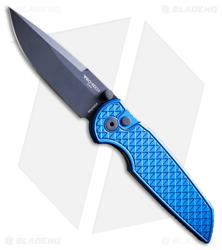 Pro-Tech TR-3 Integrity INT1106-Blue with relic-textured blue aluminum handle and black blade
