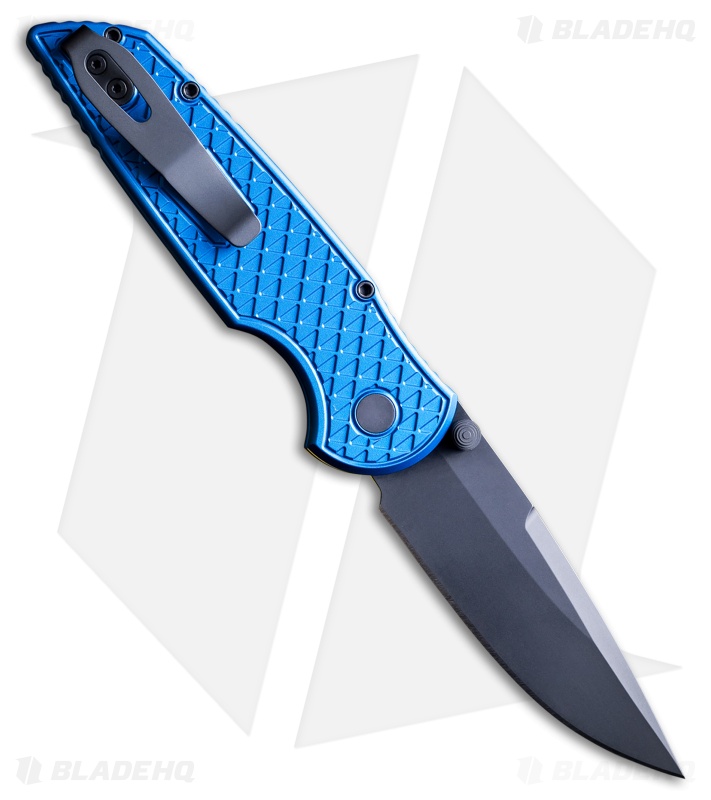 Pro-Tech TR-3 Integrity Button Lock Knife Relic Textured Blue Al (3.5" DLC)