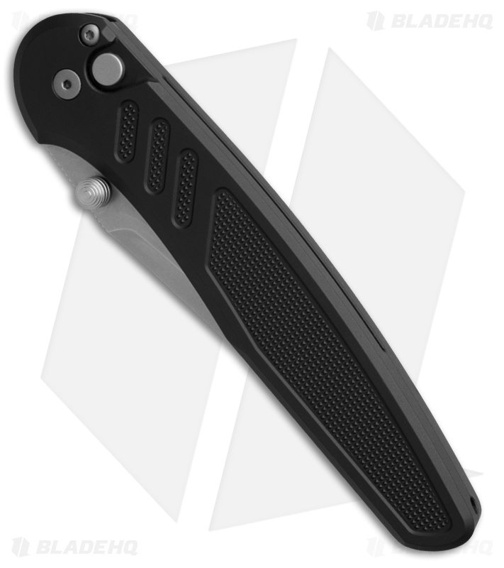 Pro-Tech Avalon Button Lock Knife Knurled Black Al (4.25" SW MagnaCut) *DISC*