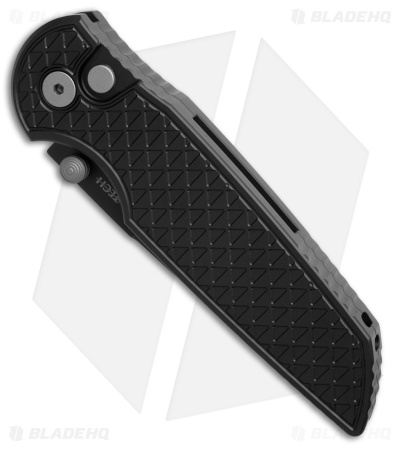 Pro-Tech Integrity Button Lock Knife Relic Textured Black Aluminum (3.5" DLC)