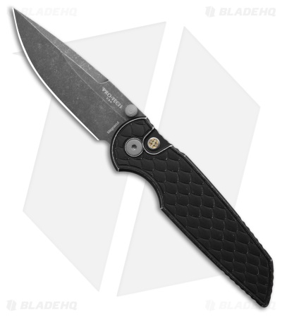 Pro-Tech TR-3 Integrity Button Lock Knife Battleworn Black (3.5" Acid Wash)