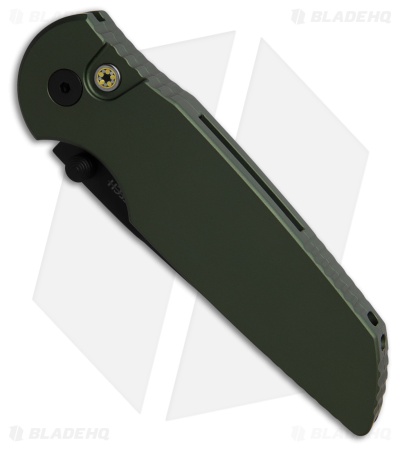 Pro-Tech TR-3 Integrity Button Lock Knife Green Aluminum (3.5" DLC) 