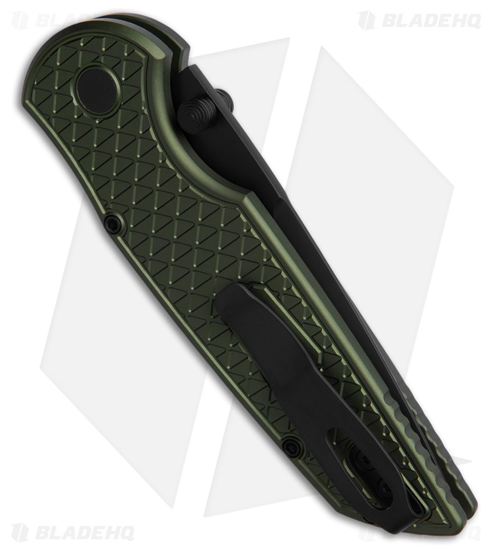 Pro-Tech TR-3 Integrity Button Lock Knife Green Relic Aluminum (3.5" Black) 