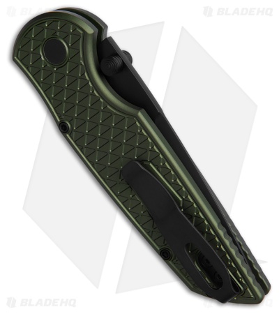 Pro-Tech TR-3 Integrity Button Lock Knife Green Relic Aluminum (3.5" Black) 