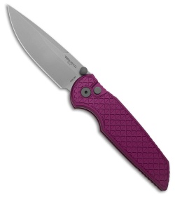 Pro-Tech TR-3 Integrity Button Lock Knife Purple Relic Aluminum (3.5" SW)