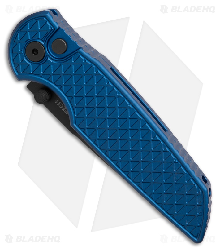 Pro-Tech TR-3 Integrity Button Lock Knife Relic Textured Blue Al (3.5" DLC)