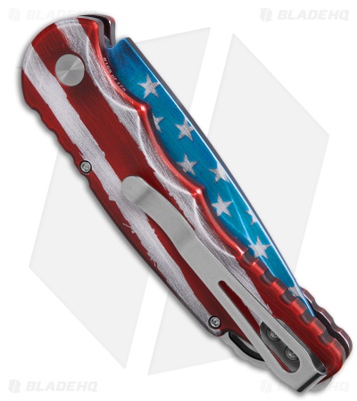 Pro-Tech TR-5 Automatic Knife Patriot USA Flag Aluminum (3.25" Blue Cerakote)