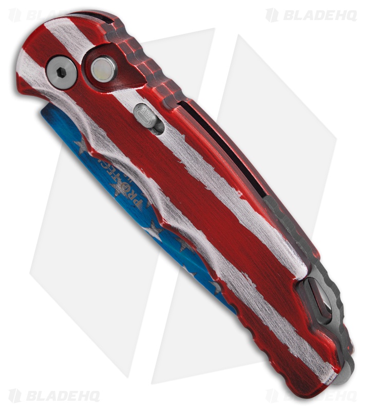 Pro-Tech TR-5 Automatic Knife Patriot USA Flag Aluminum (3.25" Blue Cerakote)