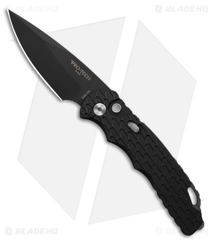 Pro-Tech TR-5 Automatic Knife Feather Texture Black Aluminum (3.25" Black DLC)
