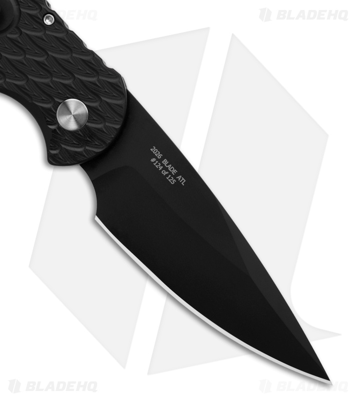 Pro-Tech TR-5 Automatic Knife Feather Texture Black Aluminum (3.25" Black DLC)