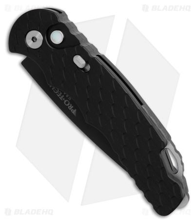 Pro-Tech TR-5 Automatic Knife Feather Texture Black Aluminum (3.25" Black DLC)