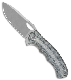 QSP Gorilla Pocket Knife Black Micarta Drop Point Stonewash