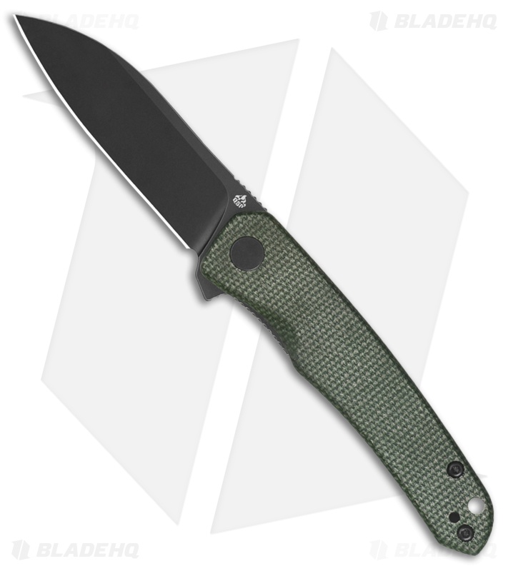 QSP Otter Liner Lock Knife Green Micarta (2.7" Black) QS140E2