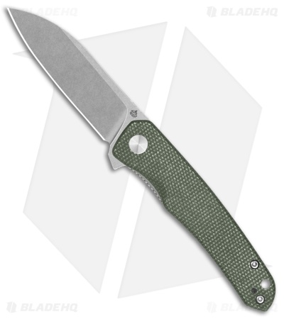 QSP Otter Liner Lock Knife Green Micarta (2.7" Stonewash) QS140E1