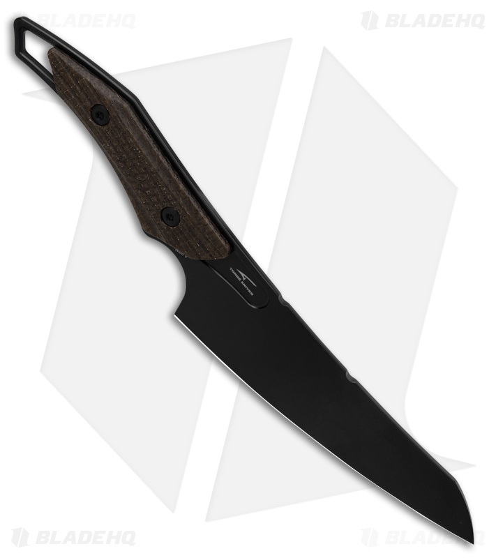 QSP T-Cook Fixed Blade Knife Glow-In-The-Dark Brown Burlap Micarta (5.3" Black)