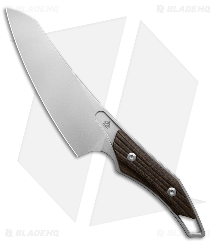 QSP T-Cook Fixed Blade Knife Glow-In-The-Dark Brown Burlap Micarta (5.3" SW)