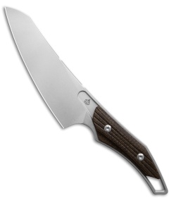 QSP T-Cook Fixed Blade Knife Glow-In-The-Dark Brown Burlap Micarta (5.3" SW)