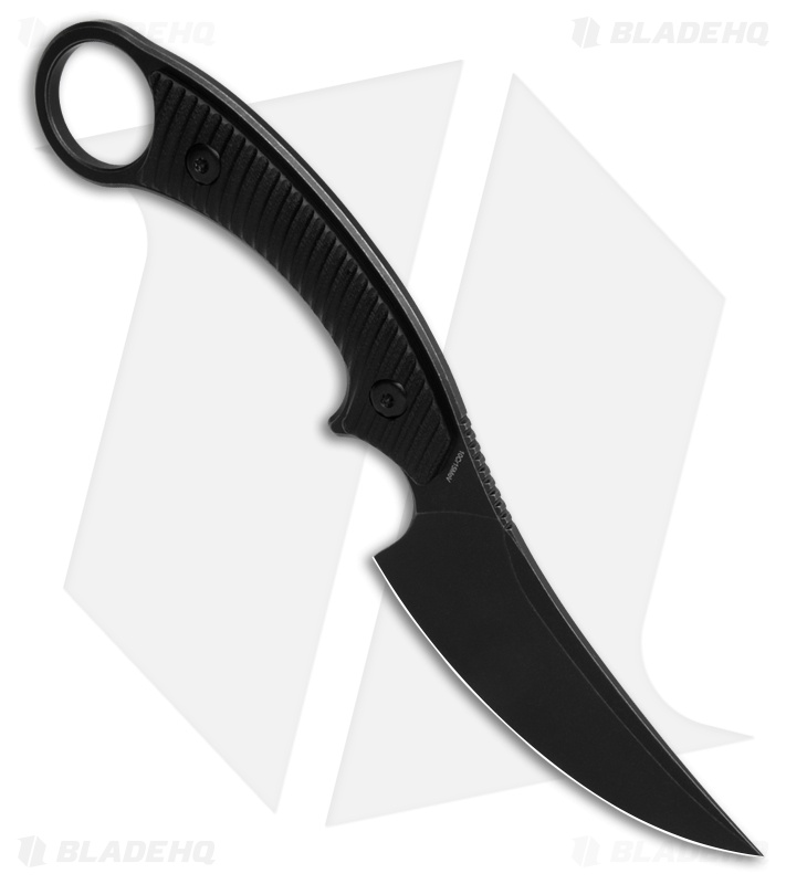 QSP Viper Fixed Blade Knife Black G-10 (4" Black Stonewash)