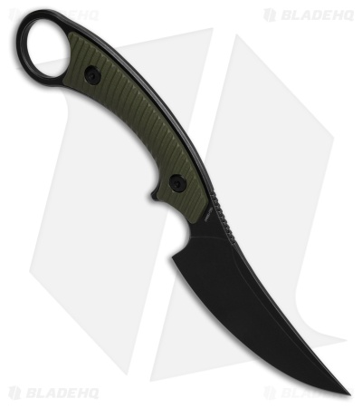 QSP Viper Fixed Blade Knife OD Green G-10 (4" Black Stonewash)