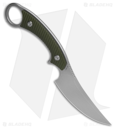 QSP Viper Fixed Blade Knife OD Green G-10 (4" Stonewash)