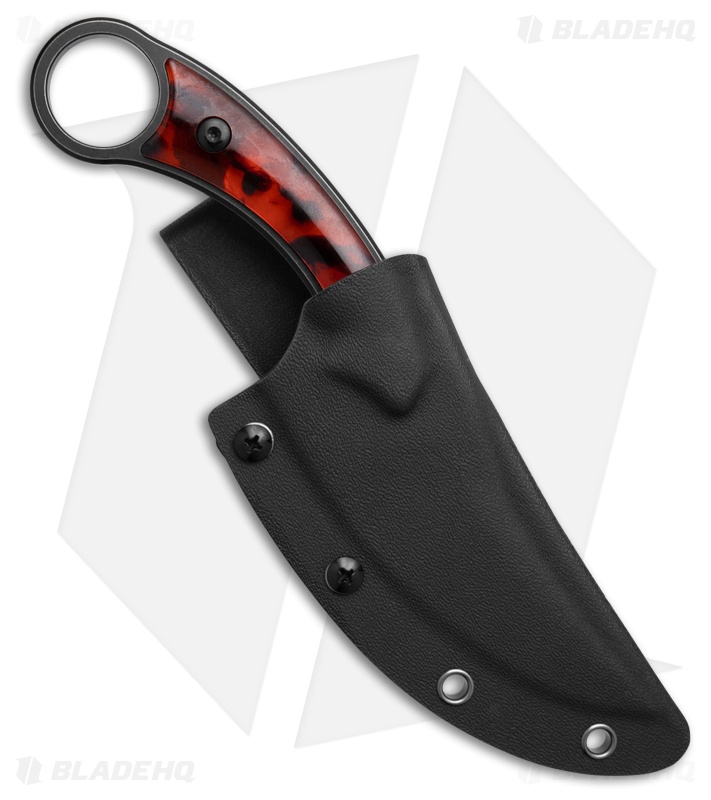 QSP Viper Fixed Blade Knife Tortoise Resin (4" Black Stonewash)