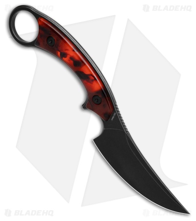QSP Viper Fixed Blade Knife Tortoise Resin (4" Black Stonewash)