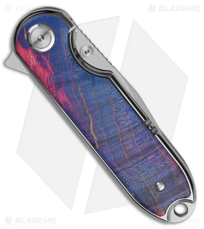 QSP Nebula Liner Lock Knife Stabilized Wood (2.9" Mirror 14C28N)