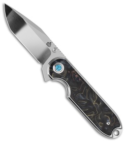 QSP Nebula Liner Lock Knife Brass Copper Mesh Resin (2.9" Mirror 14C28N)