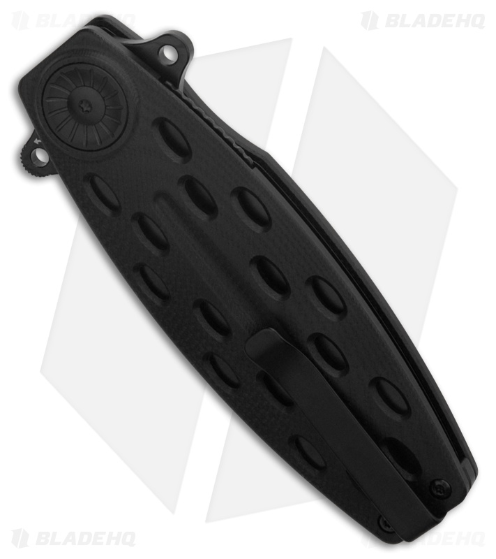 QSP Beetle Pocket Knife Black G-10 Spear Point Black 14C28N