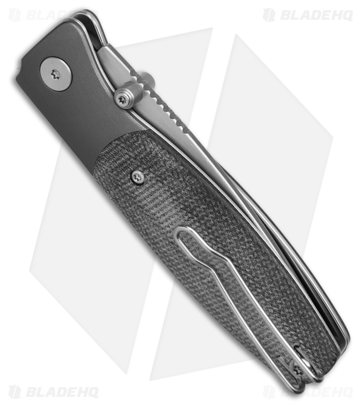 QSP Cairn Button Liner Lock Knife Black Micarta (3.11" Satin/SW S90V)