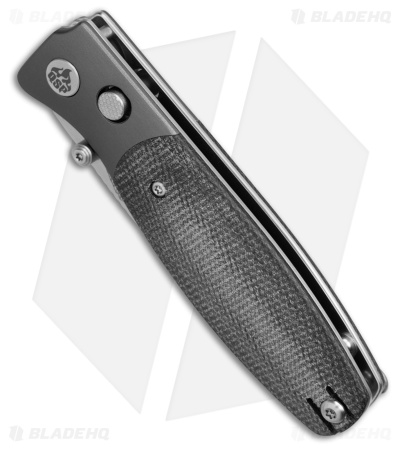 QSP Cairn Button Liner Lock Knife Black Micarta (3.11" Satin/SW S90V)