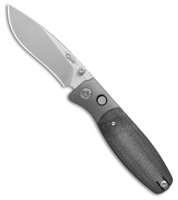 QSP Cairn Button Liner Lock Knife Black Micarta (3.11" Satin/SW S90V)