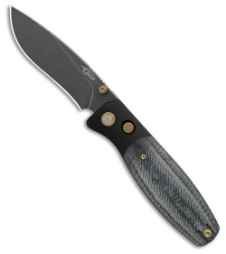 QSP Cairn Button Liner Lock Knife Denim Micarta (3.11" Black SW S90V)