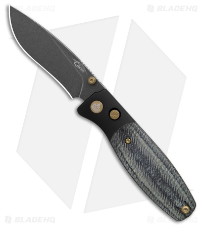 QSP Cairn Button Liner Lock Knife Denim Micarta (3.11" Black SW S90V)