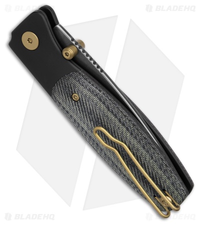 QSP Cairn Button Liner Lock Knife Denim Micarta (3.11" Black SW S90V)