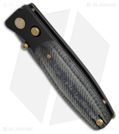 QSP Cairn Button Liner Lock Knife Denim Micarta (3.11" Black SW S90V)